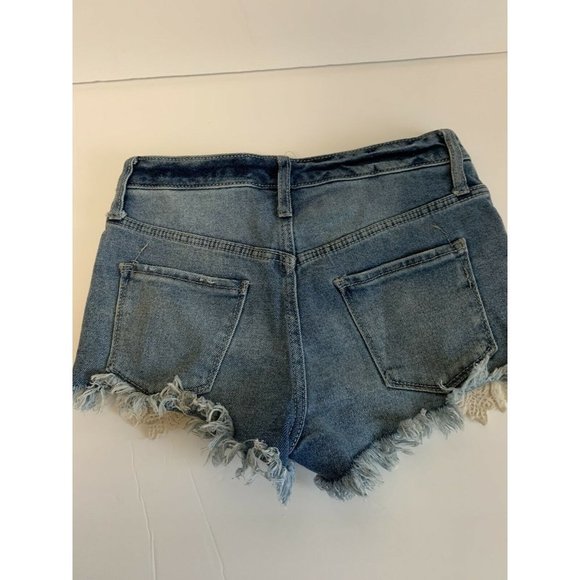 Mossimo Target Blue Jean Shorts Lace Highrise 00/24 - Picture 3 of 7